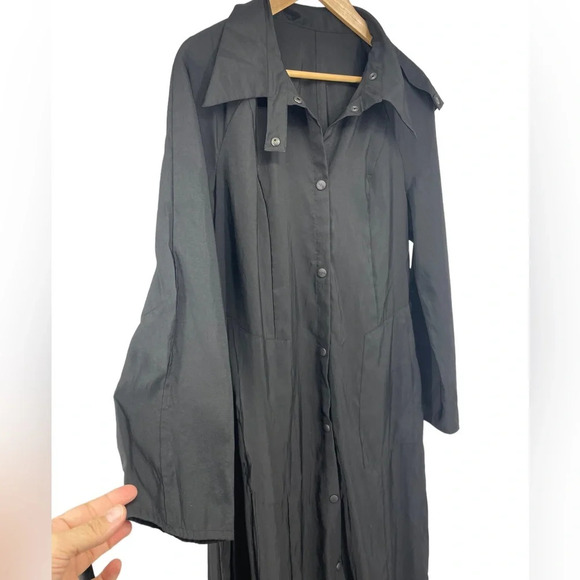 Babette long button up black lightweight trench black windbreaker oversize XS - Picture 7 of 7